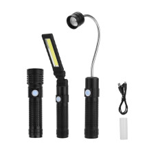 Rechargeable LED Flashlights With PIR Motion Sensor Switch Magnetic Tail USB Charging Tactical Flashlights For Workshop Warehouse And Emergency