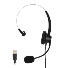USB Computer Headphones with Noise Cancelling Mic Sturdy Materials Wideband Audio for Home Office Use