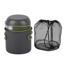 Durable Outdoor Camp Cookware Set Lightweight Aluminum Folding Handles Heat Insulated Corrosion Resistant Compact Backpacking Cooking Gear For Picnic