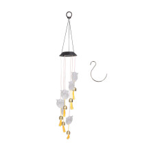 Clopoței de vânt cu bufniță de cristal cu lumini LED care își schimbă culoarea, design cu energie solară pentru decor de grădină și