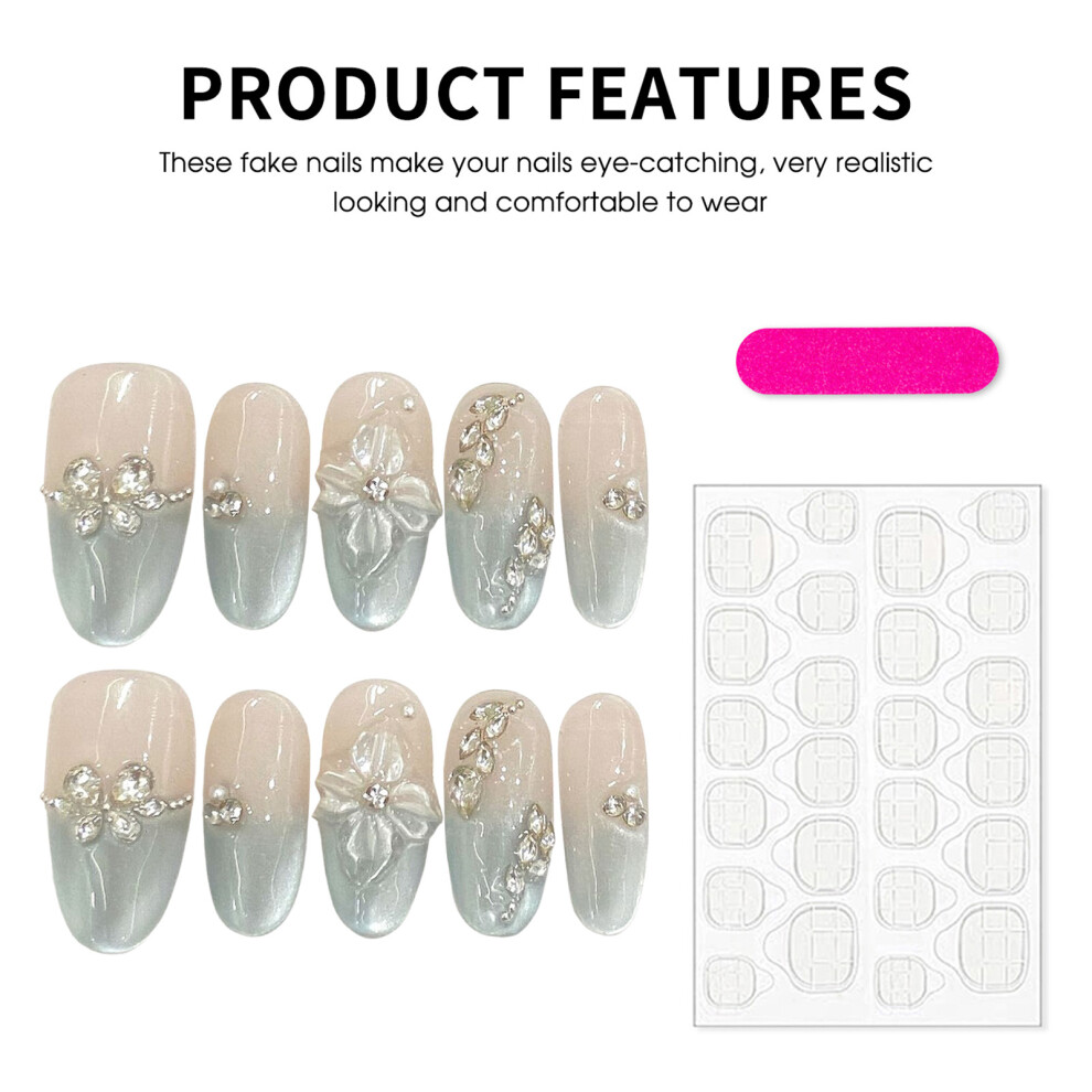 Creation-3C (817) Flash Cat Eye False Nails - Durable Nude Design
