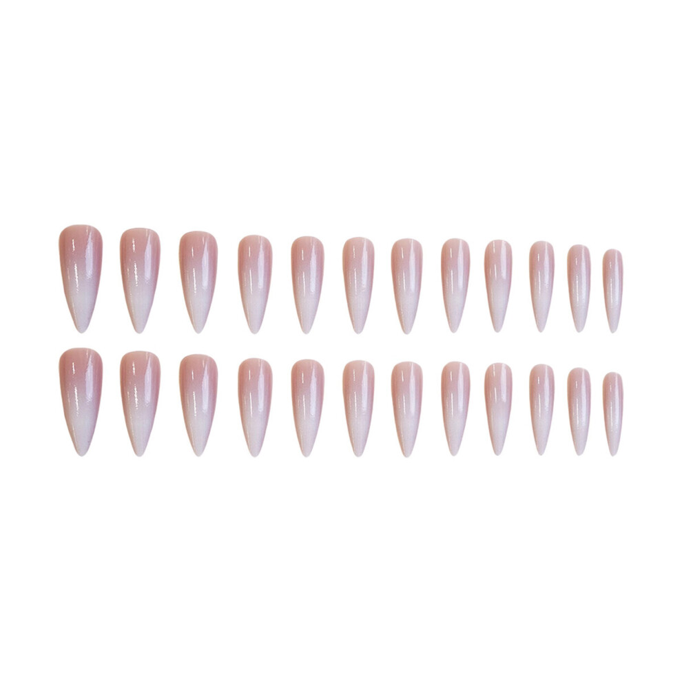 Hue-Grain Gradient White Fake Nails - Long Lasting & Waterproof