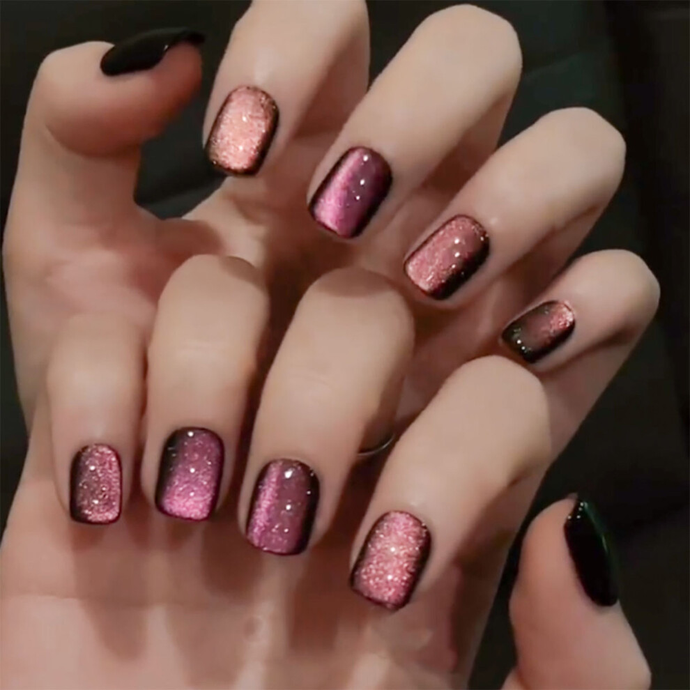 Dachuang Beauty (Short Square Circle) Glossy Glitter Press-On Nails For Women