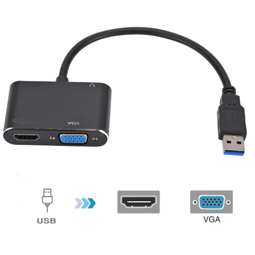 2-in-1 USB 3.0 HDMI VGA Konverter Adapter