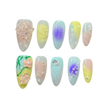 (XS) Stage Almond Press-on Nails - Smudge Style, Easy Wear