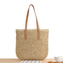 (Beige) Boho Straw Tote Bag for Women - Christmas Gift