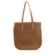 (Light Brown) Boho Straw Tote Bag for Women - Christmas Gift