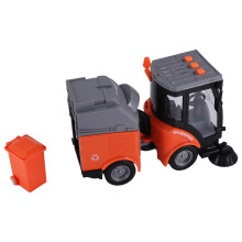 Street Sweeper Truck with Light & Sound Effects - Friction Powered Wheels, Removable Garbage Can & Rotating Brushes - Heavy Duty Plastic Cleaning