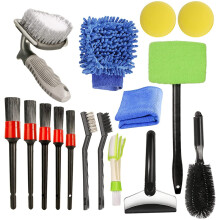 16 PièCes Kit de Brosse D'Entretien de Voiture Brosses de DéTail Roue Pneu Brosse Pelle à Glace Gants Saleté PoussièRe Nettoyer Lavage de Voiture
