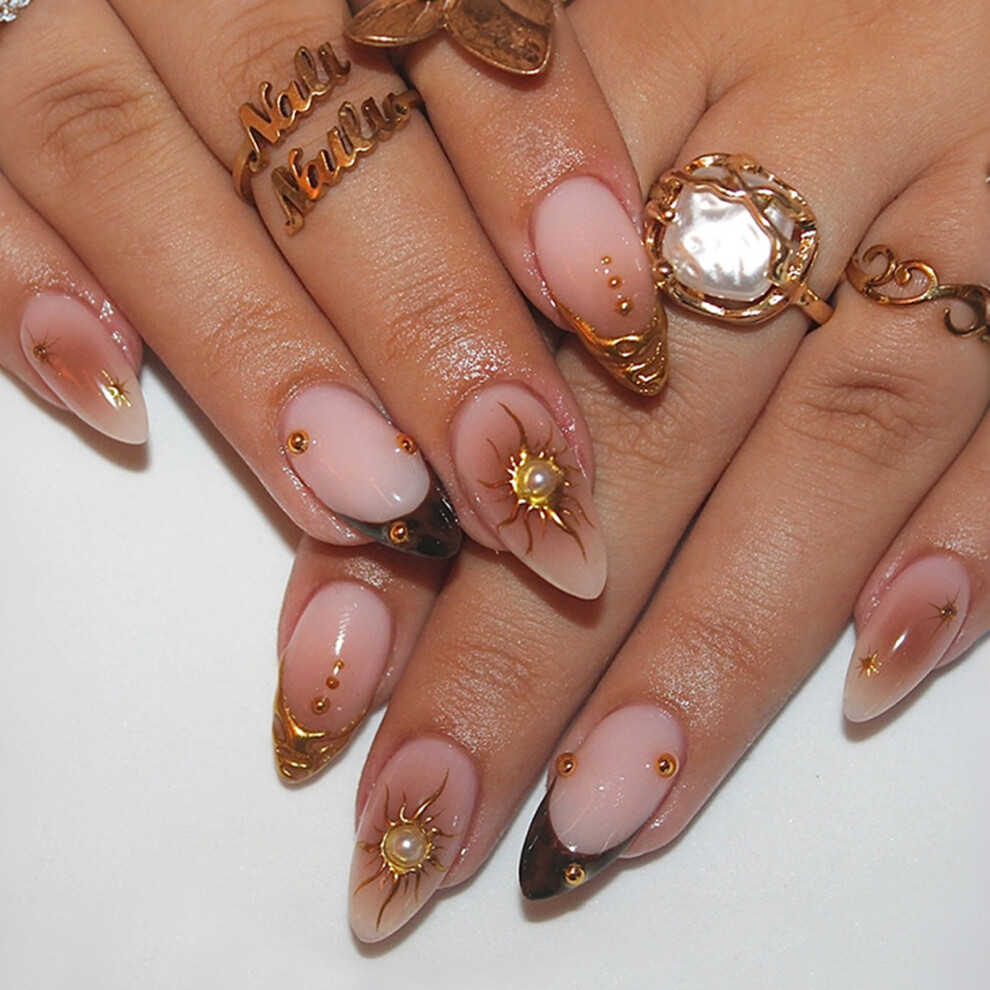 Dachuang Beauty 24Pcs Almond False Nails Lightweight Abs For All Occasions