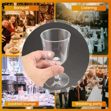 Clear Plastic Wine Glass Recyclable - Shatterproof Wine Goblet - Disposable & Reusable Cups for Champagne, Dessert 12Pcs