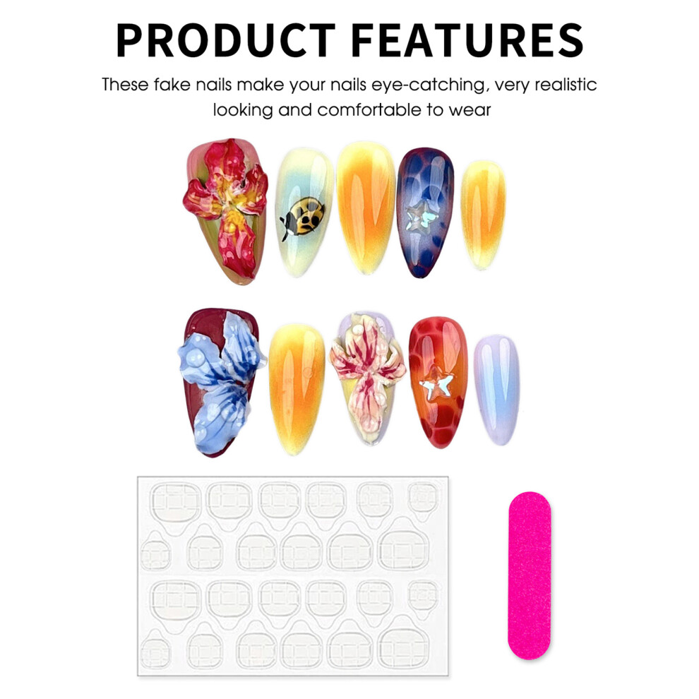 Dachuang Beauty (Xs) Ladybug Printed False Nails, Zero Pressure, 50Pcs