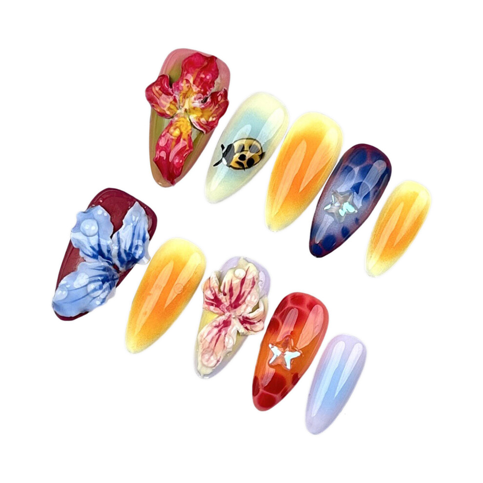 Dachuang Beauty (M) Ladybug Printed False Nails, Zero Pressure, 50Pcs