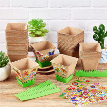 (Large size 8*8cm) 50PCS Biodegradable Plant Pots for Garden/Herbs