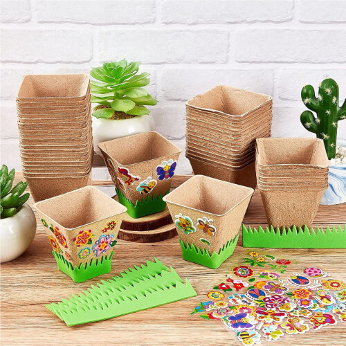 (Large size 8*8cm) 50PCS Biodegradable Plant Pots for Garden/Herbs