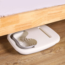 (White, With Cover) Collapsible Foot Spa with Massage