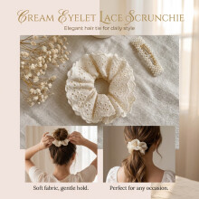 (Beige) Elegant Bowknot Hair Ties for Women, Soft & Durable