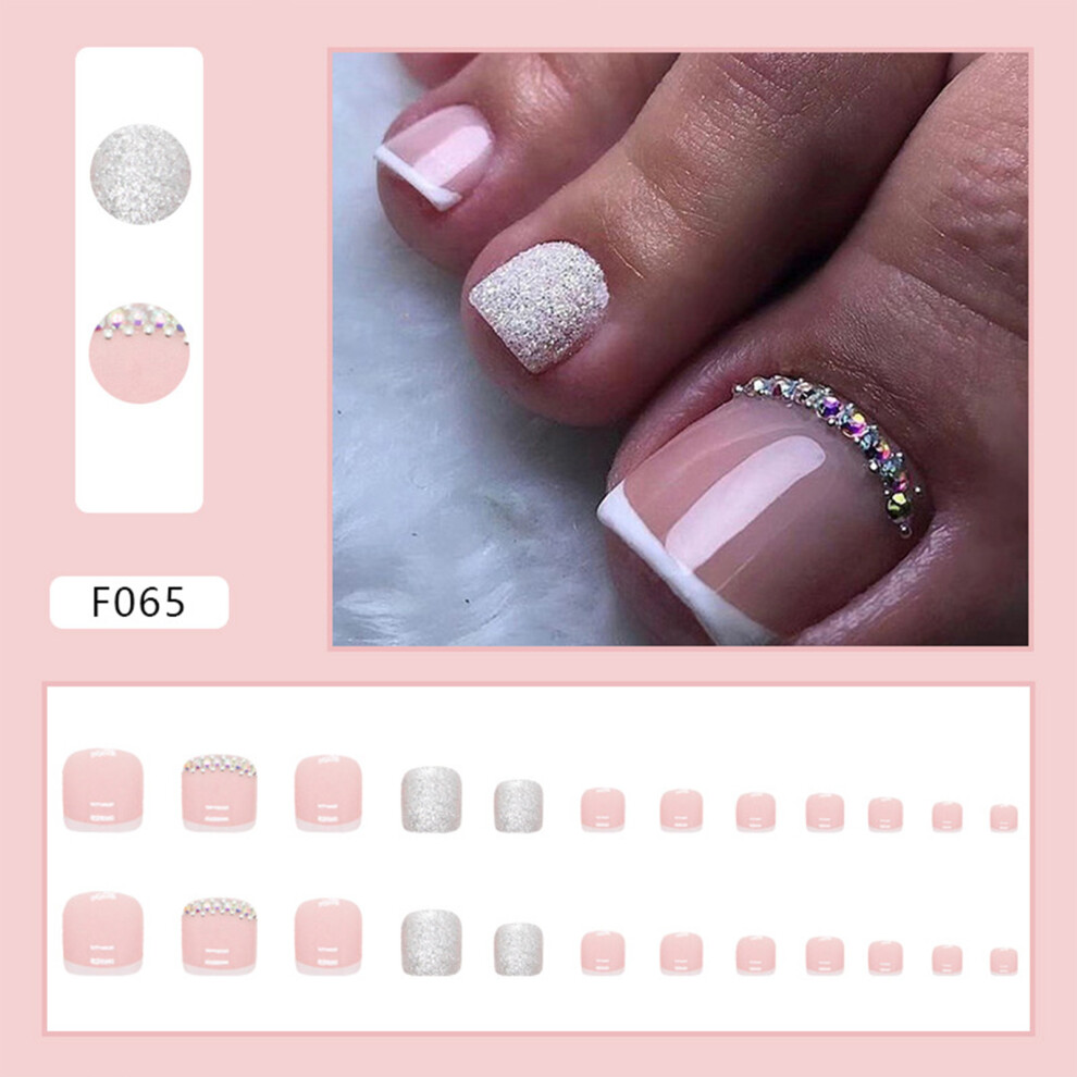 Dachuang Beauty (Standard) Gel French False Toes Nails With Diamonds Diy Kit