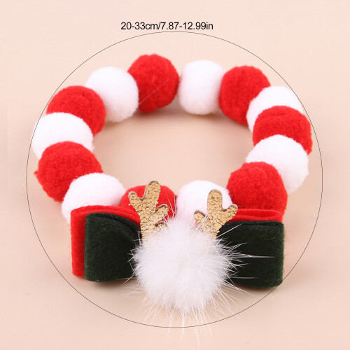 (M) Festive Pet Collar - Red & Green Bow Tie 1