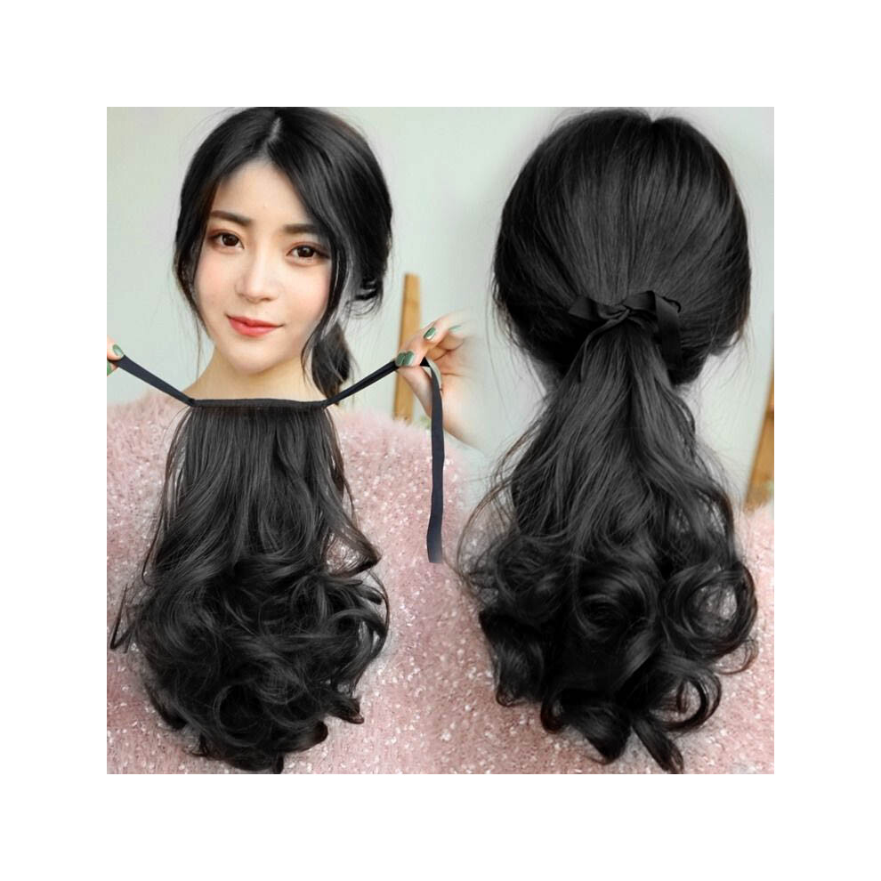 Dachuang Beauty (Black) Short Curly Ponytail Wig For Women, 40Cm Natural Hair Extension