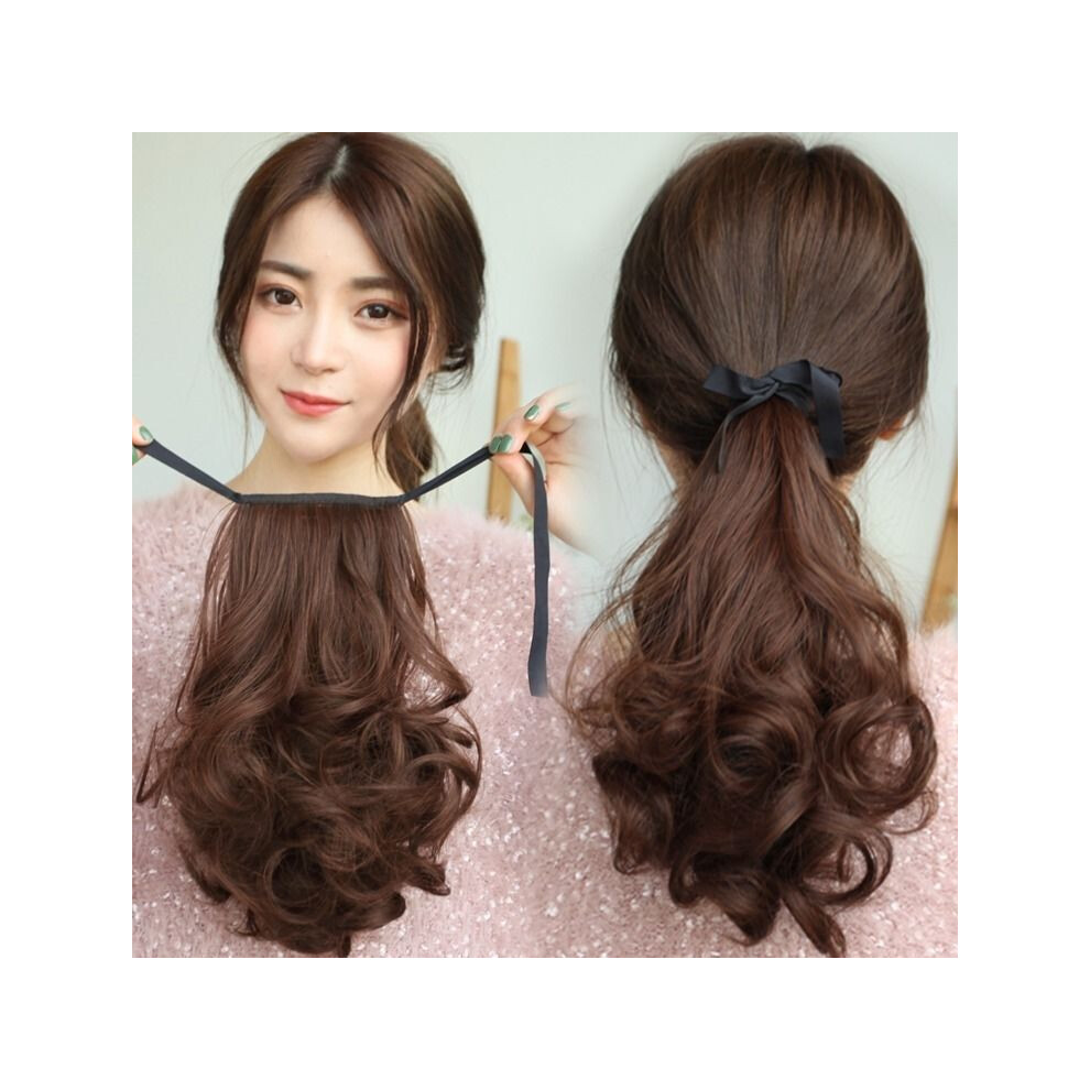 Dachuang Beauty (Light Brown) Short Curly Ponytail Wig For Women, 40Cm Natural Hair Extension
