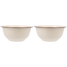 2Pcs Household Vintage Enamel Basin for Cooking and Food Storage