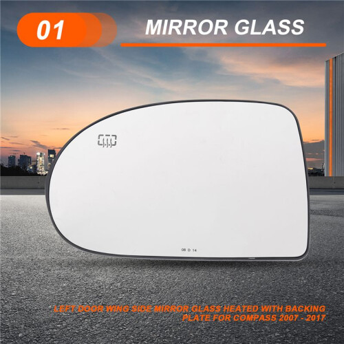 Left Door Wing Side Mirror Glass Heated with Backing Plate for  Compass 2007 - 2017 1