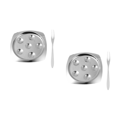 2Sets Durable Silver Escargot Dishes Stainless Steel for Kitchen Use