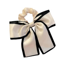 (Beige) Premium Thick Bowknot Scrunchies - Soft Hair Bands