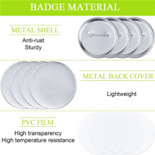 100 Sets Round Button Parts Blank Making Supplies 58mm Metal Button Badge Making Kits, Blank Pin Back Button Parts