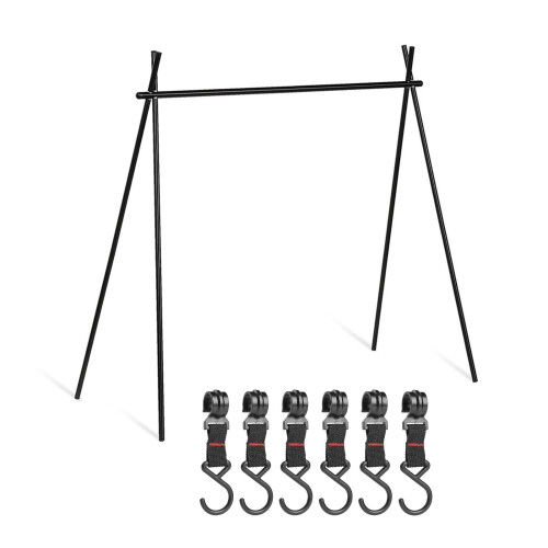Versatile Outdoor Storage Adjustable Hook Design Foldable Triangular Shelf Organizer with Elastic Rope Connection for Campfire Cooking and Indoor Use