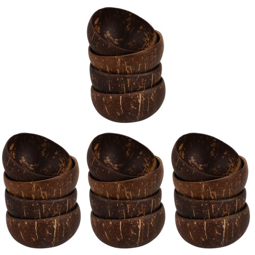 16Pcs Coconut Shell Bowls Coffee Tone Decorative Salad Bowls