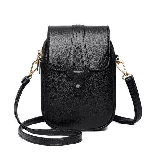 (Black) Anti-Theft Mini Shoulder Bag w/Strap