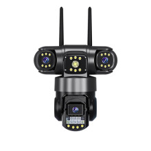 WiFi IP-Kamera 3 Linser Tre Skärmar Utomhus CCTV Videoövervakning Automatisk Spårning 6MP PTZ Hemsäkerhetskamera EU-Kontakt