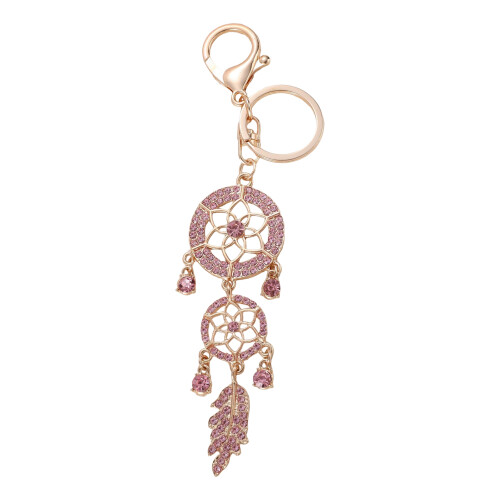 (Pink) Rhinestone Dream Catcher Keychain - Holiday Gift