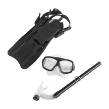 (Black, M) Diving Mask Snorkel Fins Set - Multicolor