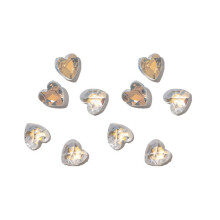(White) Heart Zircon Nail Rhinestones 10Pcs Clear Flat Back DIY