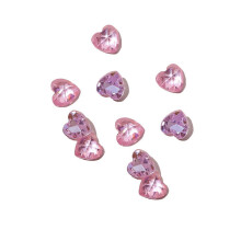 (Pink) Heart Zircon Nail Rhinestones 10Pcs Clear Flat Back DIY