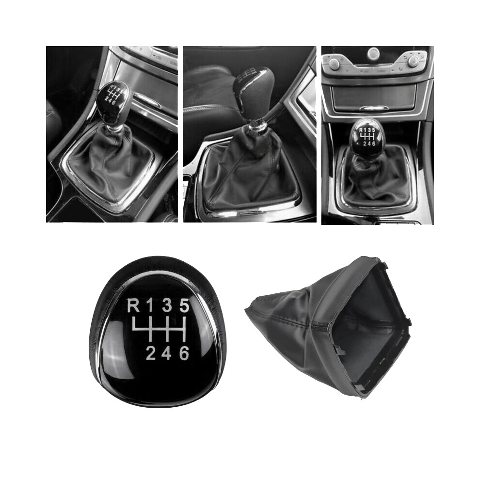 6 Speed Leather Gear Shift Knob Shift Lever Gaitor Boot Cover For Mondeo Mk4 (2007-2014) Black 4711069222222