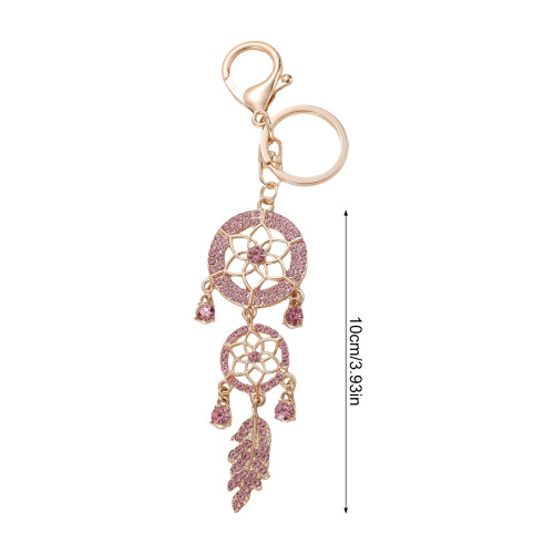 (Pink) Rhinestone Dream Catcher Keychain - Holiday Gift 2