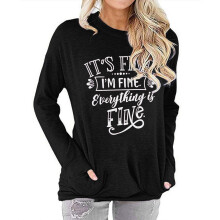 Sudadera de manga larga para mujer con bolsillo, material transpirable, absorbente del sudor, con frases divertidas, camisetas con mensajes suaves y