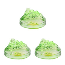 3Pcs Multifunctional Green Glass Ink Dish and Brush Rest for Home Use