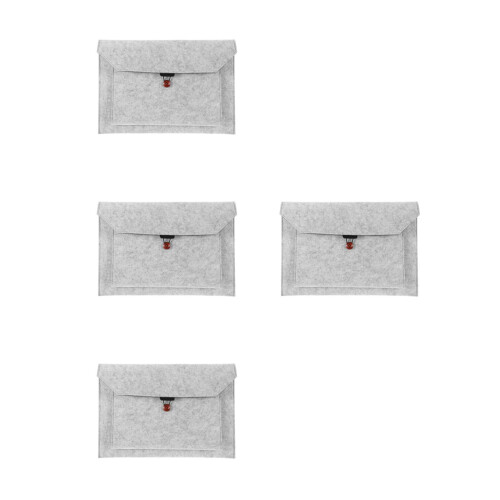4Pcs Multifunctional Felt Laptop and Tablet Sleeve Light Grey Bag