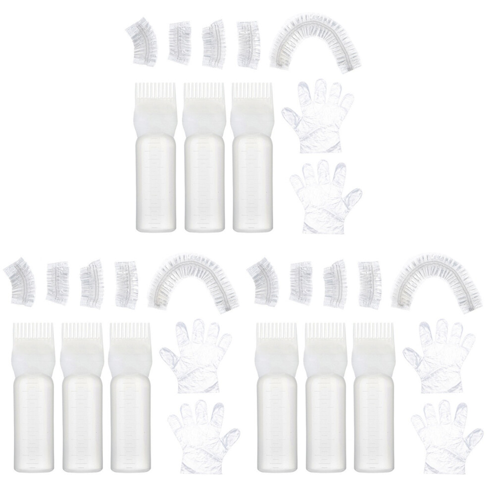 Artibetter 3Sets Flexible Hair Oil Applicator Bottles Hair Dyeing Kit White