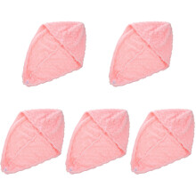 5Pcs Women's Pink Hair Turban Towels Fast Drying Shower Wraps
