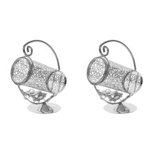 2Pcs Iron Stand Silver Decorative Holder