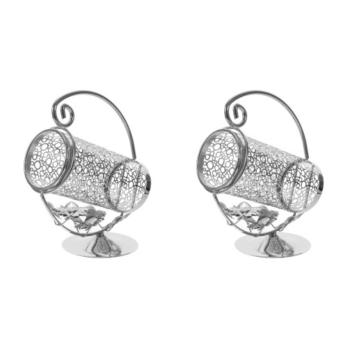 2Pcs Iron Stand Silver Decorative Holder
