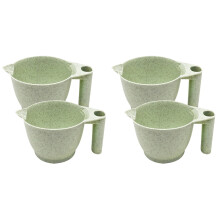 4Pcs Reusable Green Hair Color Mixing Bowls with Comfortable Handle