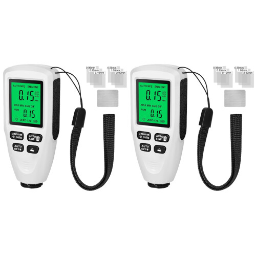 2Pcs Car Paint Depth Gauge Digital Thickness Tester White ABS Material