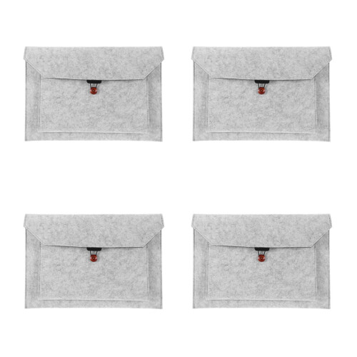 4Pcs Multifunctional Felt Laptop and Tablet Sleeve Light Grey Bag 2
